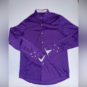 Yess SGH Blue Button Down Shirt Purple With Design Stitching French Cuffs XXL